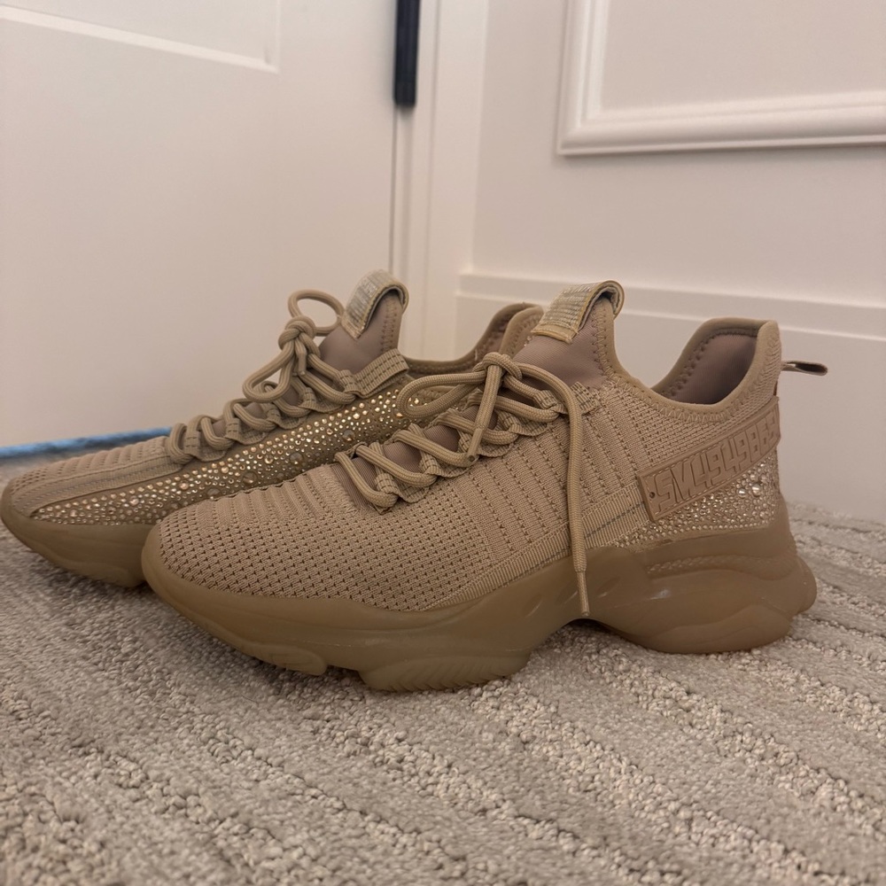 Steve Madden Maxima Tan Women's Sparkly Sneakers Size 9